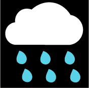 A white cloud and light blue raindrops on a black background. Both the cloud and the raindrops follow the ratio guidelines