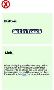 Visual example of incorrect navigation and button spacing