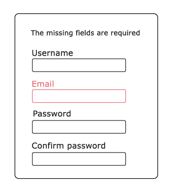 Form indicating a missing field just by highlighting a thin salmon line